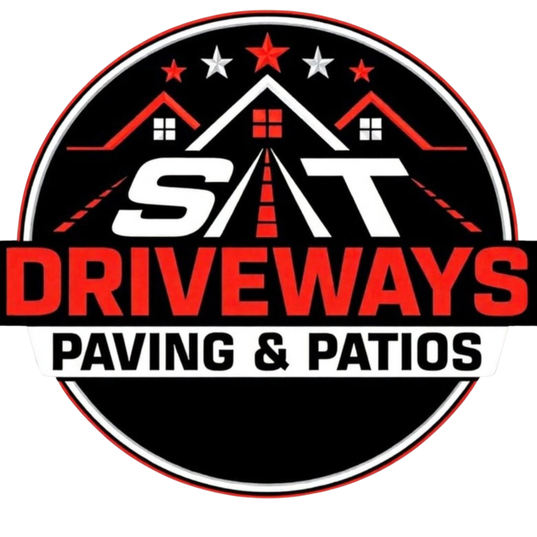 ST Driveways paving and patios logo Logo for ST Driveways featuring a house and road design, with "Paving & Patios" text.