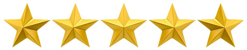 Five golden stars arranged in a horizontal line.